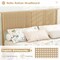 Wood Platform Bed Frame Solid Rubber Wood Rattan Headboard Platform Bed No Box Spring Required Heavy Duty Slat Support Bedroom Furniture